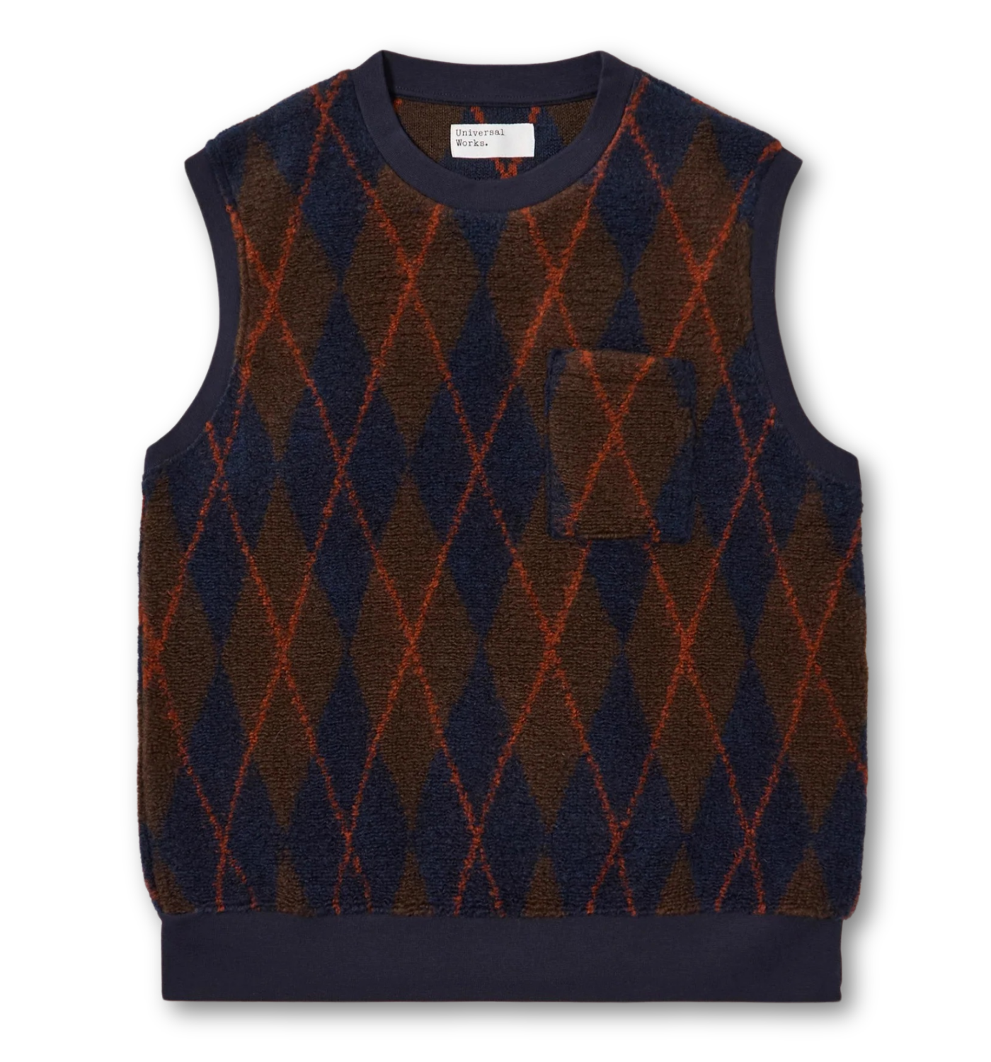 SLEEVELESS ARGYLE FLEECE