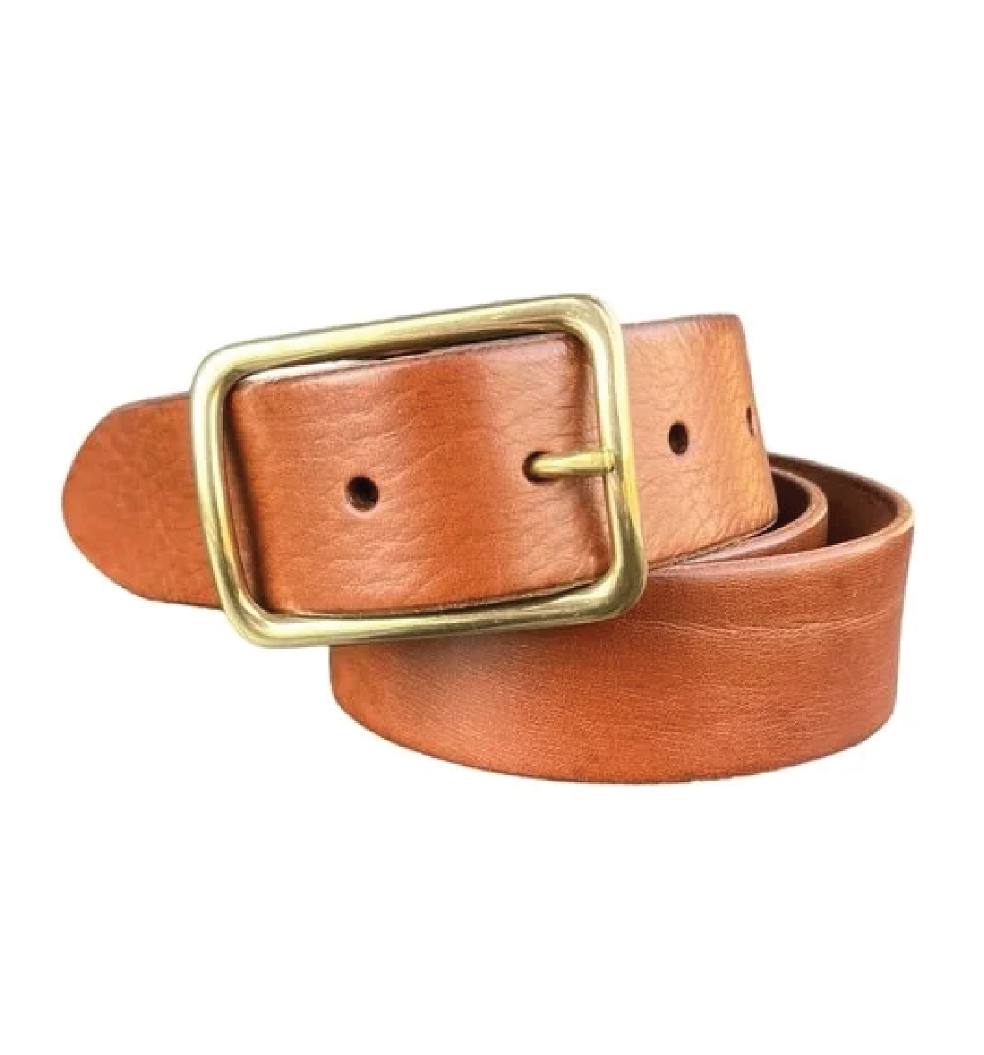 LEATHER BULL BELT BRASS BUCKLE