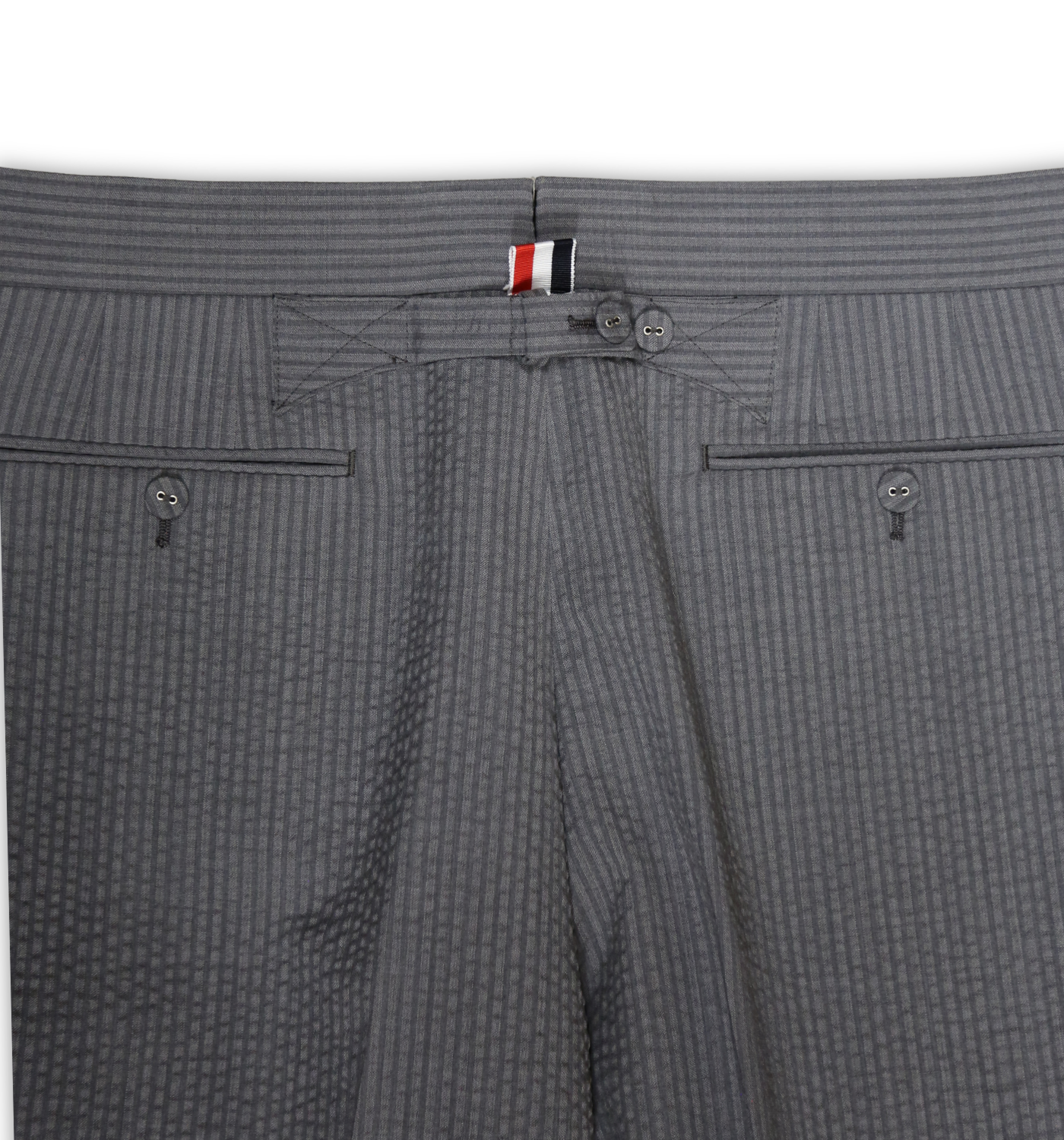 BACKSTRAP SHORT IN WOOL SEERSUCKER
