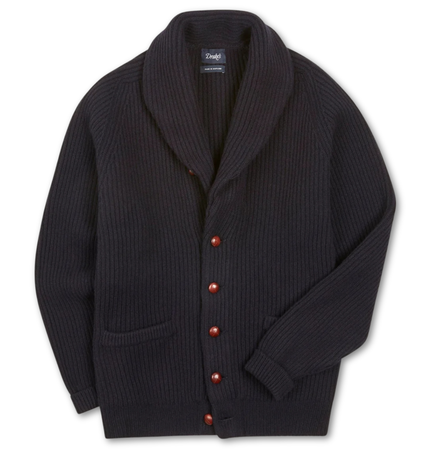 SHAWL COLLAR RIB CARDIGAN