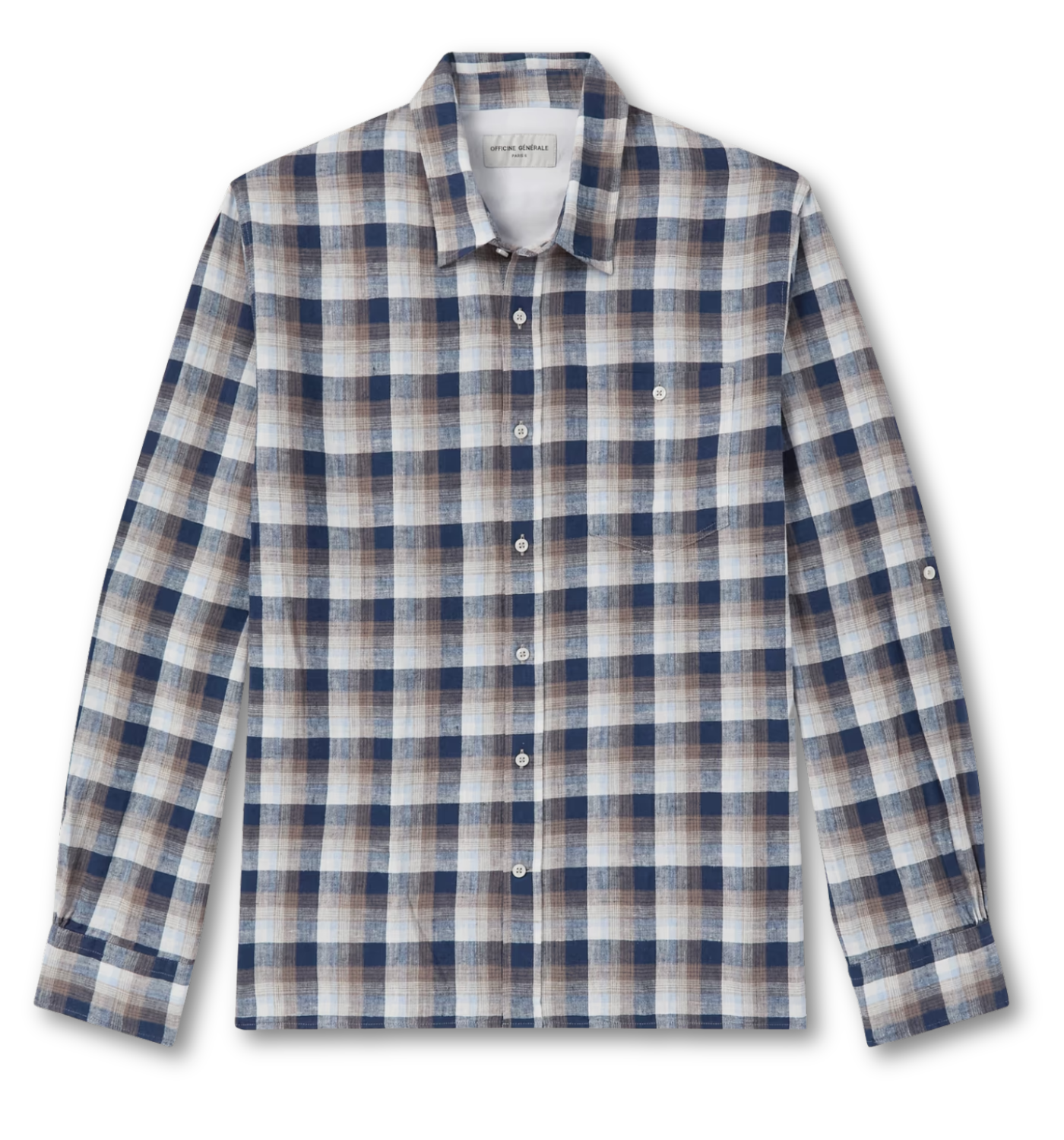 YOUNES COTTON LINEN CHECK SHIRT