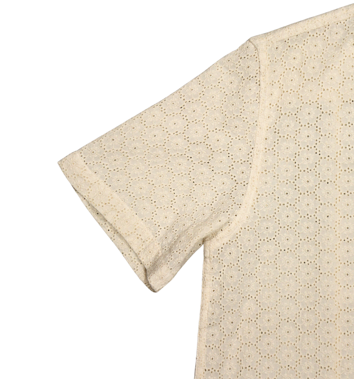 FLORAL EYELET SHORT SLEEVE SHIRT