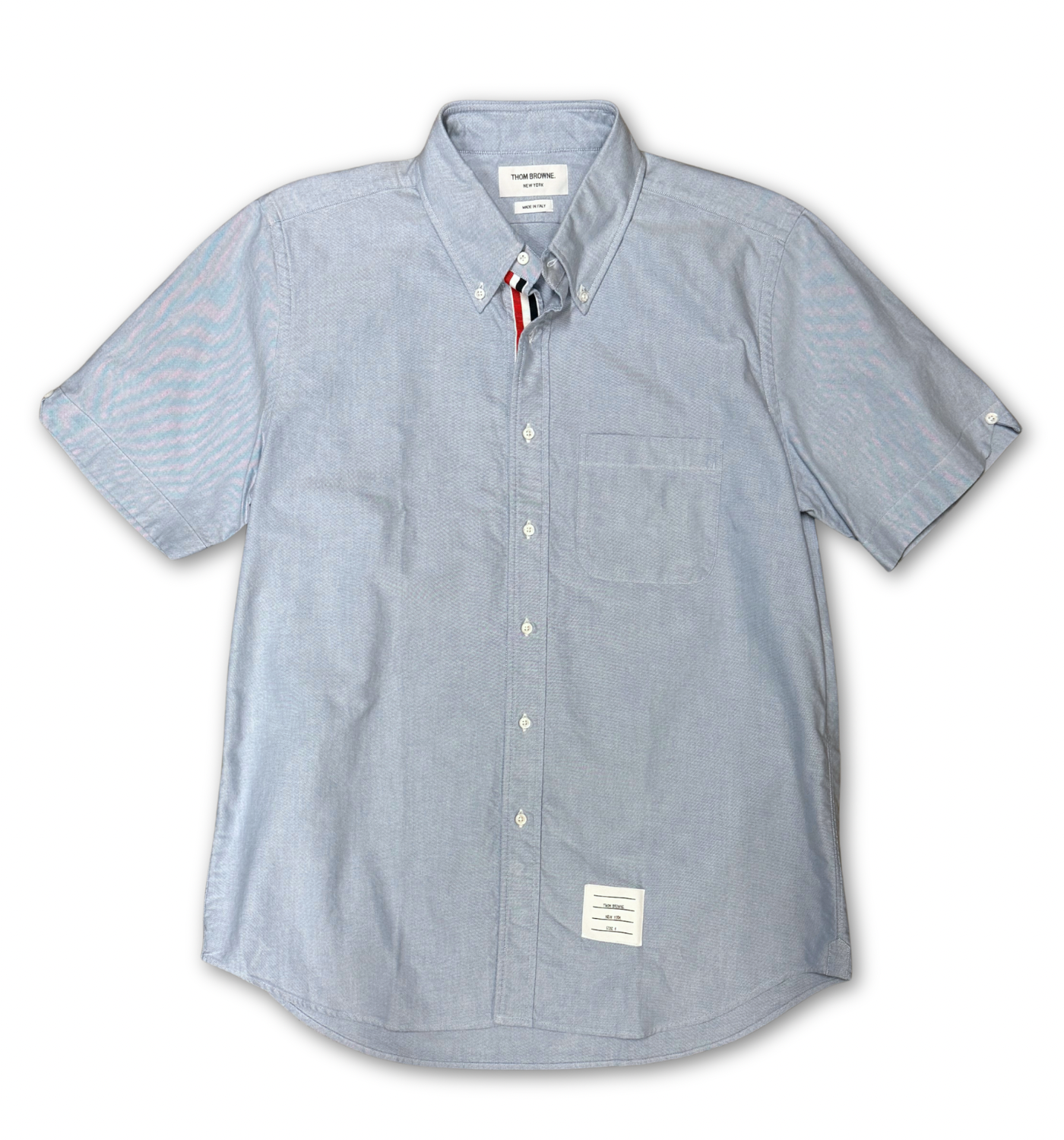 GROSGRAIN PLACKET OXFORD SHORT SLEEVE SHIRT