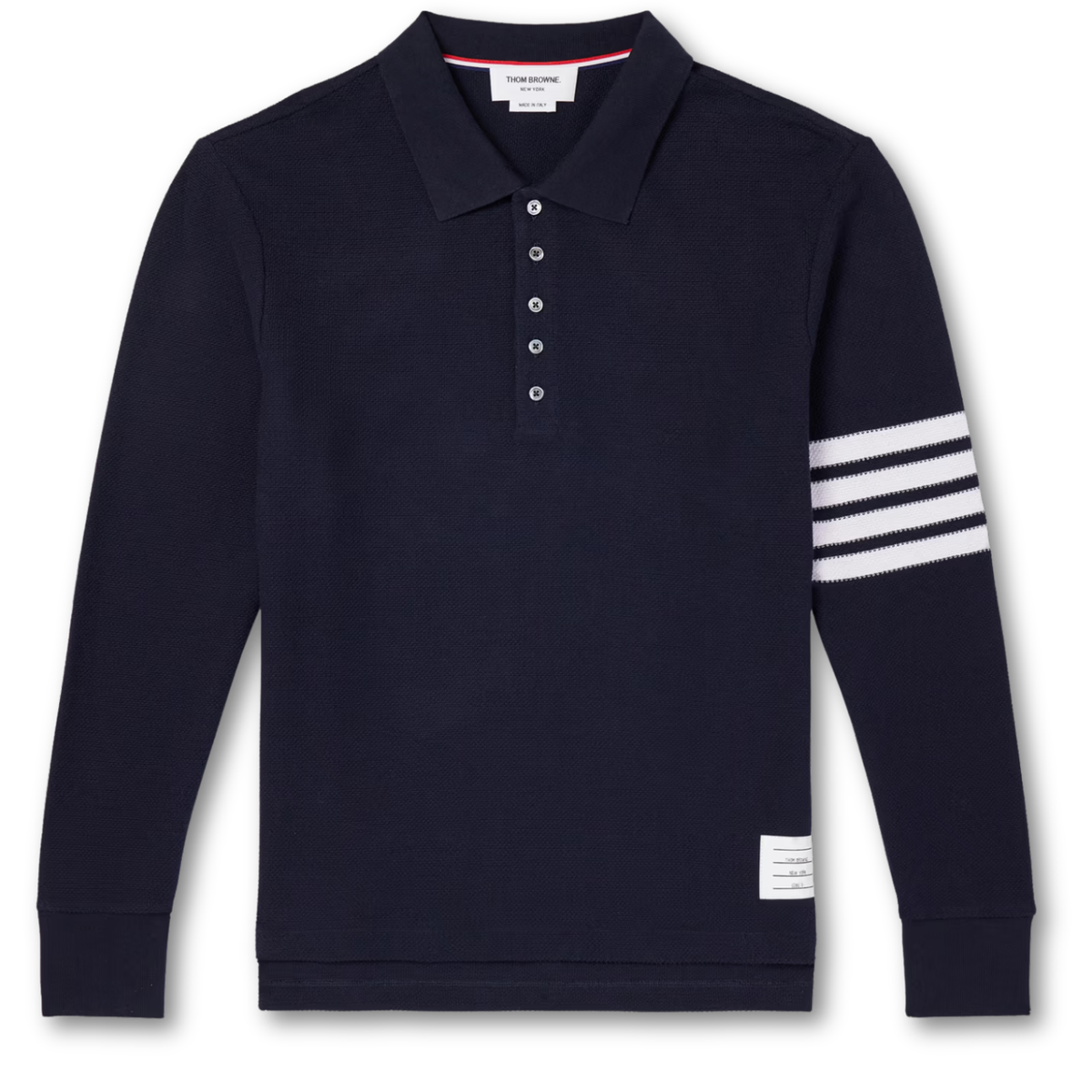 TEXTURED PIQUE 4 BAR LONG SLEEVE POLO