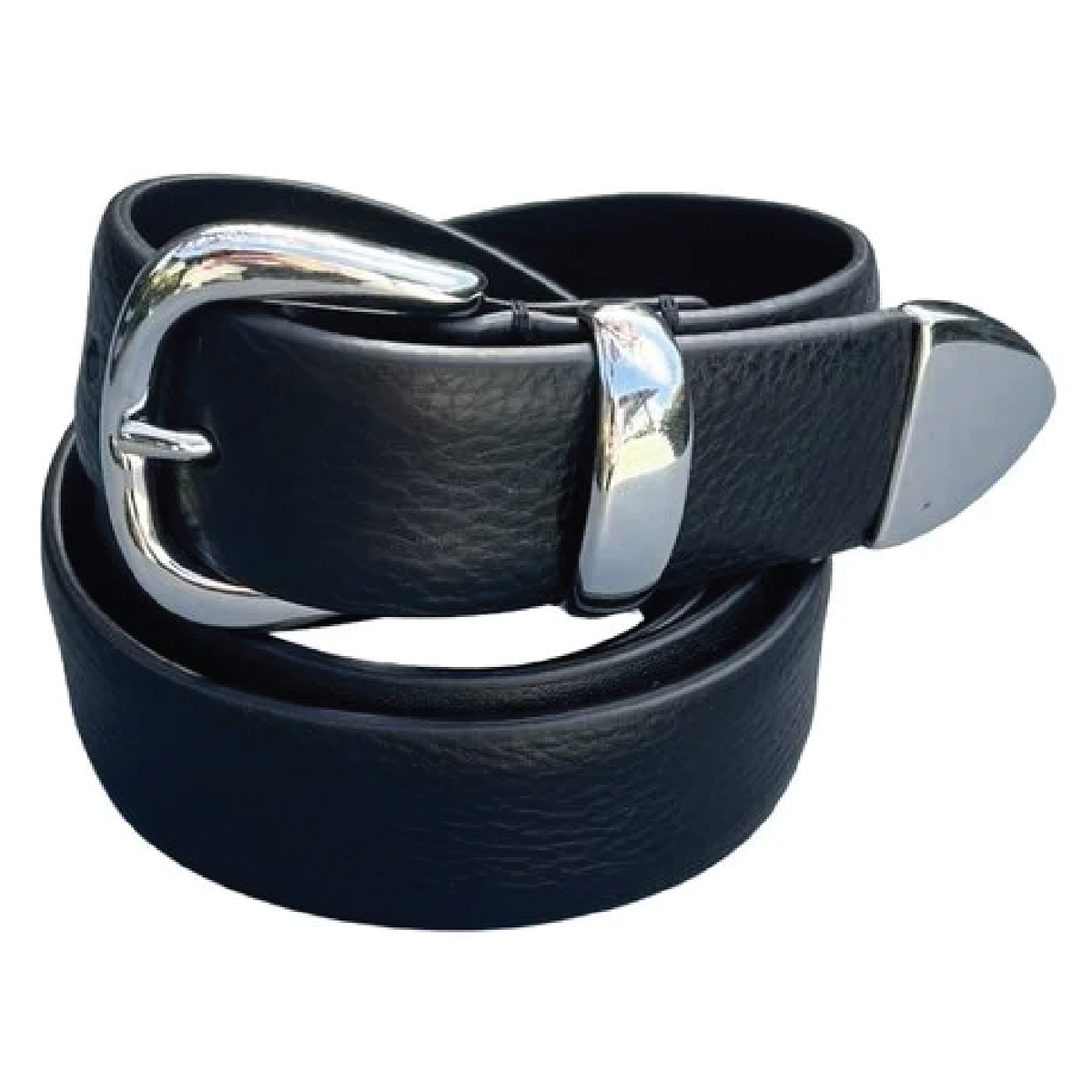 Alex Mill Black leather belt with silver buckle Black Belt With Silver Square Buckle 1.5 Inch Belt 1 1/2  main image 4